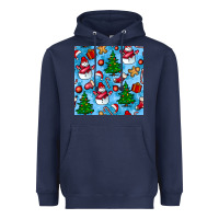 Navy christmas trees and snow seamless pattern Heavyweight Hoodie - BundleAndBundleShop
