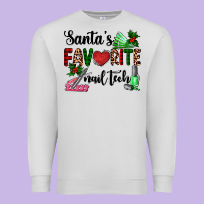 Santa's Favorite Nail Tech Premium Sweatshirt Designed By Adodesignshop