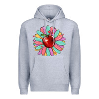 Heather Grey teacher apple Premium Hoodie - MaliasSmallBusiness