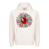 Pale Pink teacher apple Premium Hoodie - MaliasSmallBusiness