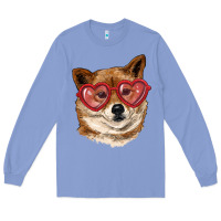 Colony Blue shiba inu with love glasses Long Sleeve Tee - RanaPortraitStore