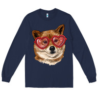 Shiba Inu With Love Glasses Long Sleeve Tee | Teevron