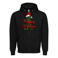 Black happy holidays christmas tree Zipper Hoodie - RanaPortraitStore