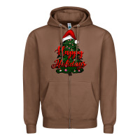 Chestnut happy holidays christmas tree Zipper Hoodie - RanaPortraitStore