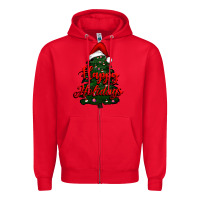 Red happy holidays christmas tree Zipper Hoodie - RanaPortraitStore