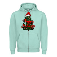 Seafoam happy holidays christmas tree Zipper Hoodie - RanaPortraitStore