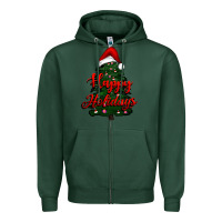 Sports Green happy holidays christmas tree Zipper Hoodie - RanaPortraitStore