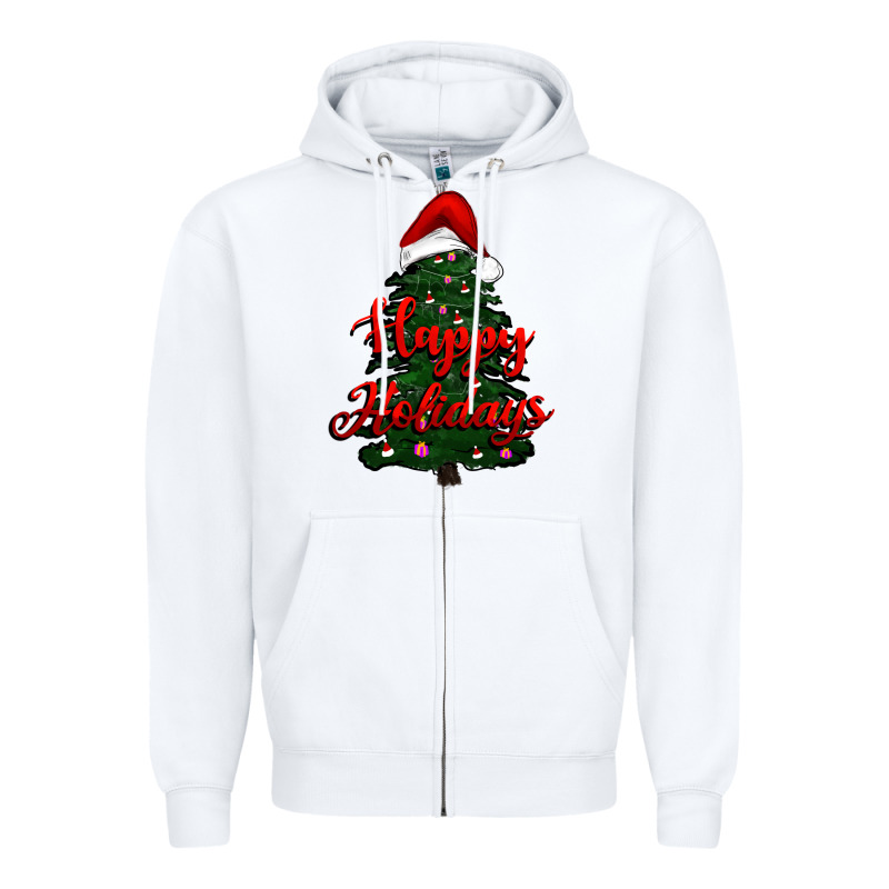 Happy Holidays Christmas Tree Zipper Hoodie by RanaPortraitStore | Teevron