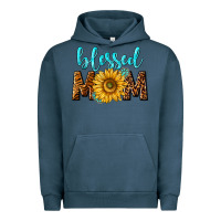 Pigment Midnight Navy blessed mom with sunflower Urban Hoodie - NancyCooperArtShop