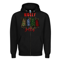 Black holly jolly Christmas trees Zipper Hoodie - RanaPortraitStore
