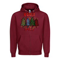 Burgundy holly jolly Christmas trees Zipper Hoodie - RanaPortraitStore