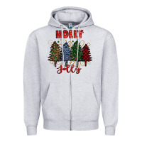 Heather Grey holly jolly Christmas trees Zipper Hoodie - RanaPortraitStore