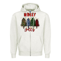 Oatmeal Heather holly jolly Christmas trees Zipper Hoodie - RanaPortraitStore