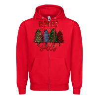Red holly jolly Christmas trees Zipper Hoodie - RanaPortraitStore