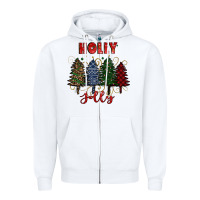 White holly jolly Christmas trees Zipper Hoodie - RanaPortraitStore