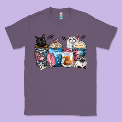 Cat Coffee Cups Classic Tee Designed By Zillion Design Studio