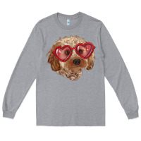 Heather Grey toy poodle with love glasses Long Sleeve Tee - RanaPortraitStore