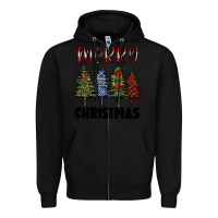 Black merry christmas trees Zipper Hoodie - RanaPortraitStore