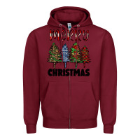Burgundy merry christmas trees Zipper Hoodie - RanaPortraitStore