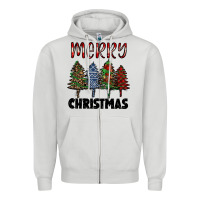 Dove Grey merry christmas trees Zipper Hoodie - RanaPortraitStore