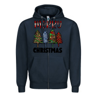 Navy merry christmas trees Zipper Hoodie - RanaPortraitStore
