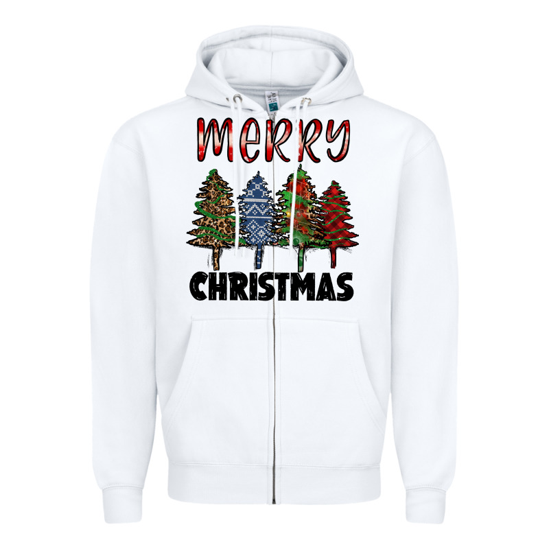 Merry Christmas Trees Zipper Hoodie by RanaPortraitStore | Teevron