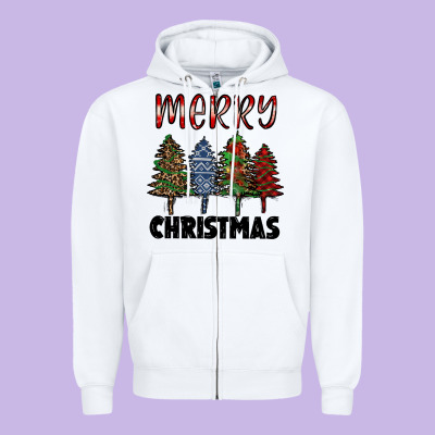 Merry Christmas Trees Zipper Hoodie Designed By Ranaportraitstore