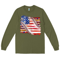 Army Green baseball american flag Long Sleeve Tee - texasbilliewilder