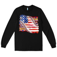 Black baseball american flag Long Sleeve Tee - texasbilliewilder