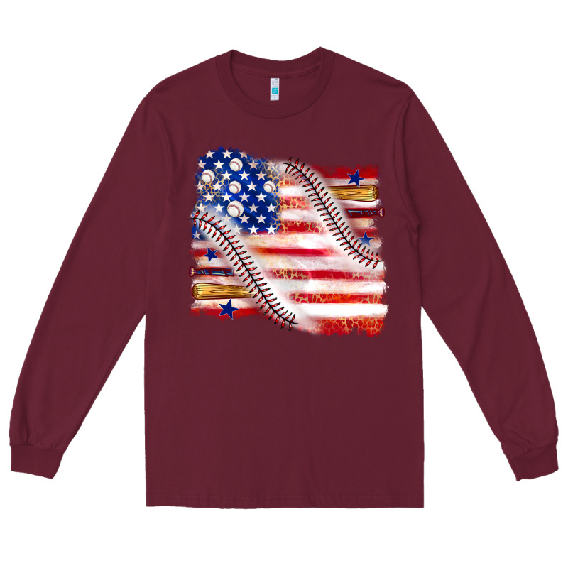 Baseball American Flag Long Sleeve Tee by texasbilliewilder | Teevron