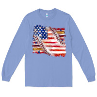 Colony Blue baseball american flag Long Sleeve Tee - texasbilliewilder