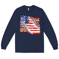 Navy baseball american flag Long Sleeve Tee - texasbilliewilder