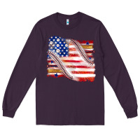 Plum baseball american flag Long Sleeve Tee - texasbilliewilder