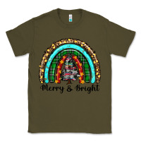 Army Green merry and bright rainbow christmas Classic Tee - RanaPortraitStore