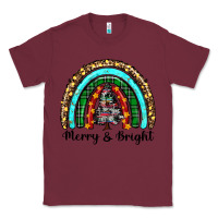 Burgundy merry and bright rainbow christmas Classic Tee - RanaPortraitStore