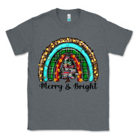 Charcoal Heather merry and bright rainbow christmas Classic Tee - RanaPortraitStore