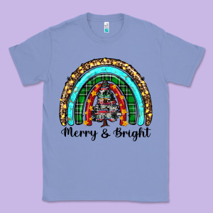 Merry And Bright Rainbow Christmas Classic Tee Designed By Ranaportraitstore