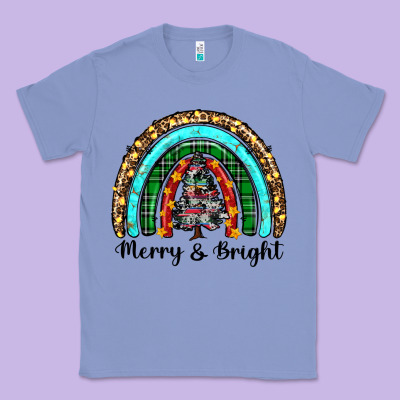 Merry And Bright Rainbow Christmas Classic Tee Designed By Ranaportraitstore