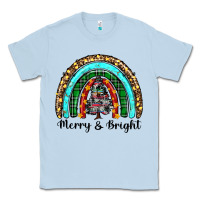 Dusty Blue merry and bright rainbow christmas Classic Tee - RanaPortraitStore