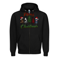 Black merry christmas trees Zipper Hoodie - RanaPortraitStore