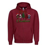 Burgundy merry christmas trees Zipper Hoodie - RanaPortraitStore