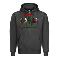 Charcoal Heather merry christmas trees Zipper Hoodie - RanaPortraitStore