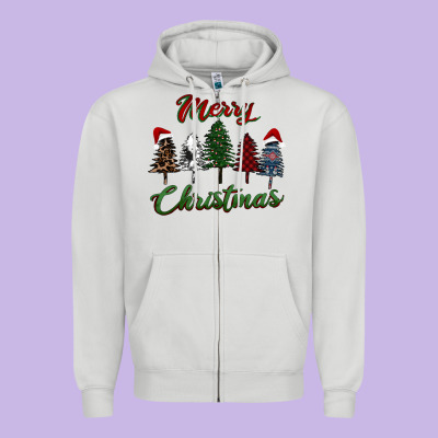Merry Christmas Trees Zipper Hoodie Designed By Ranaportraitstore