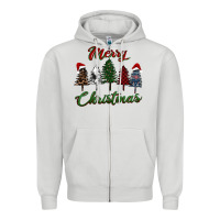 Dove Grey merry christmas trees Zipper Hoodie - RanaPortraitStore