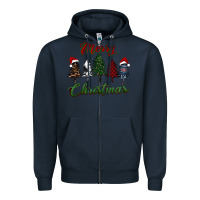 Navy merry christmas trees Zipper Hoodie - RanaPortraitStore