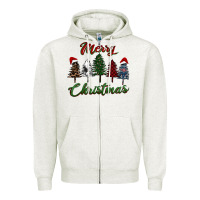 Oatmeal Heather merry christmas trees Zipper Hoodie - RanaPortraitStore