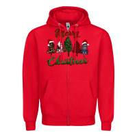 Red merry christmas trees Zipper Hoodie - RanaPortraitStore