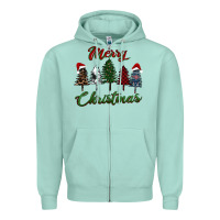 Seafoam merry christmas trees Zipper Hoodie - RanaPortraitStore