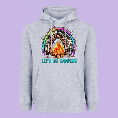 Let's Go Camping Rainbow Heavyweight Hoodie Designed By Jahusdesignshop