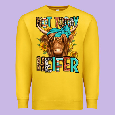 Not Today Heifer Long Haired Cow Premium Sweatshirt Designed By Jasminsmagicworld